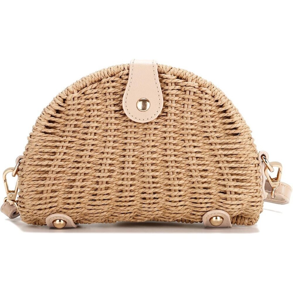 Straw Crossbody Bag Women Summer Woven Wicker Purse Beach Bag Adjustable Strap